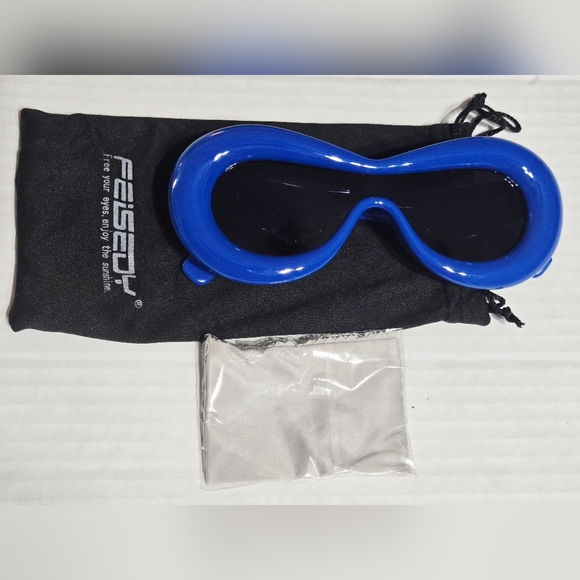 Source Unknown Accessories - Blue Unique Balloon Thick Racer Shield Retro Sunglasses